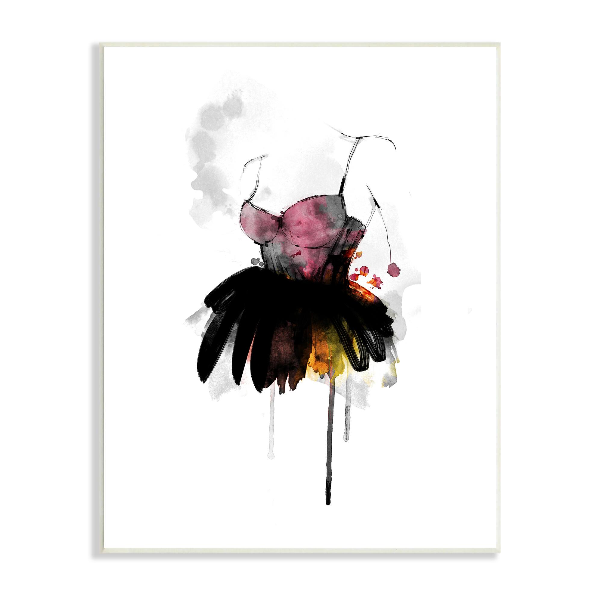 Stupell Industries Modern Female Corset Fashion Illustration Abstract Dress Wall Plaque